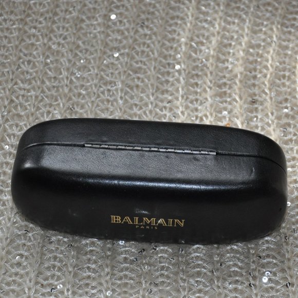 Balmain Paris Black Leather Hard Clamshell Sunglasses Case - Picture 2 of 7
